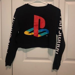 Black Forever 21 Playstation Logo Crop Top size XS